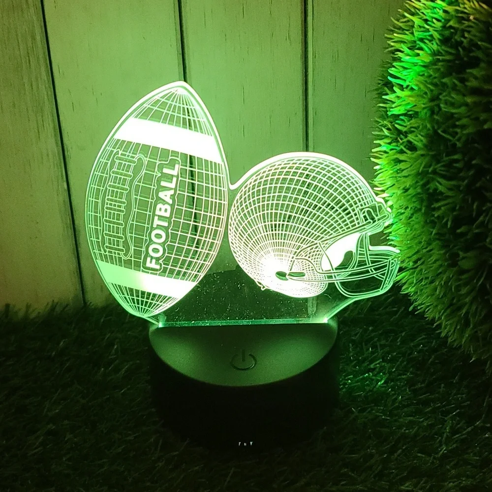 3D Football & Helmet Night Light LED color changing  USB cord or battery -HP NWT